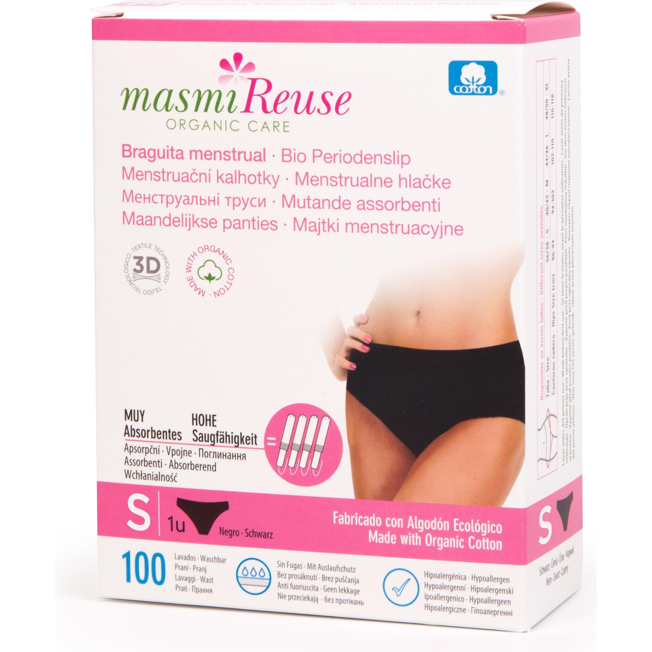 Masmi, Periodenunterwäsche, Bio Periodenslip Grösse S - Schwarz - Reuse (S)