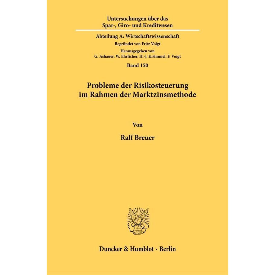 Probleme der Risikosteuerung im Rahmen der Marktzinsmethode., Fachbücher