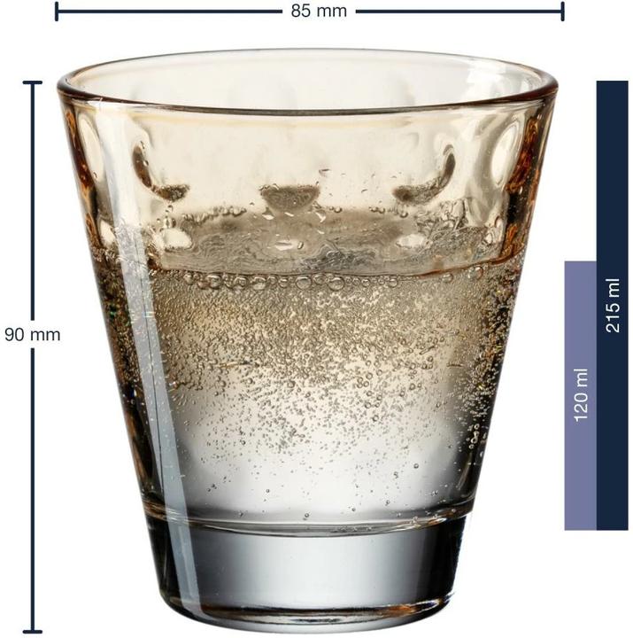 Actual product image Leonardo Drinking glass Optic Pastel 215 ml, 6 pieces, Orange (0.22 l, 6 x)