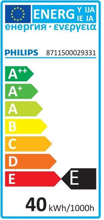 Label énergétique Philips Backofenlampe (E14, 40 W, 430 lm, 1 x, E)