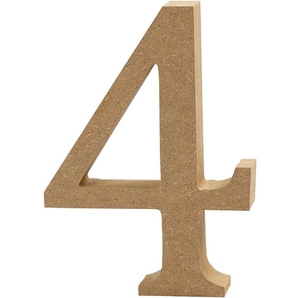 Creativ Company, Holzbuchstaben + Stoffbuchstaben, Holzzahl 4