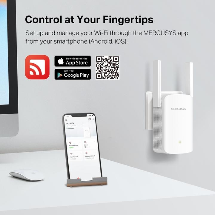 Produktbild Mercusys WL-Repeater ME1500X AX1500 Wi-Fi Range Extender (1201 Mbit/s, 300 Mbit/s)
