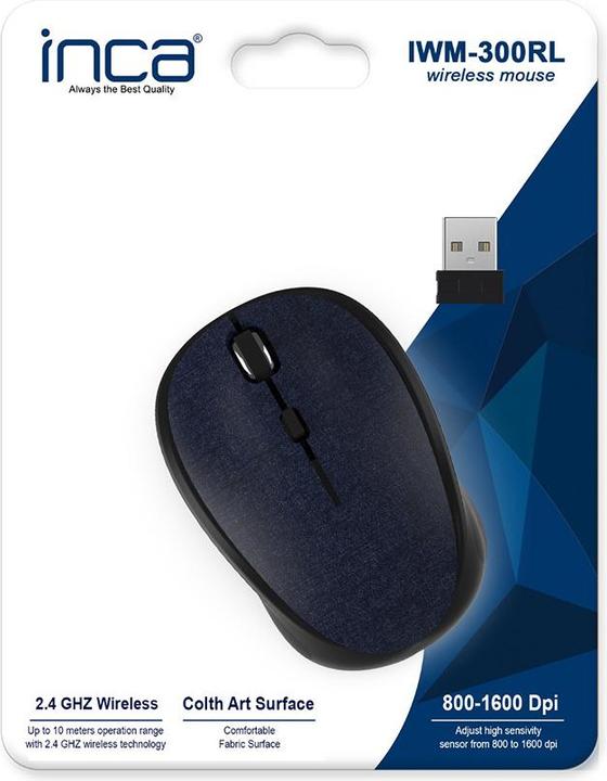 Produktbild Inca Maus IWM-300RL Nano-USB, Wireless, 1600 DPI, Stoff, BL retail (Kabellos)