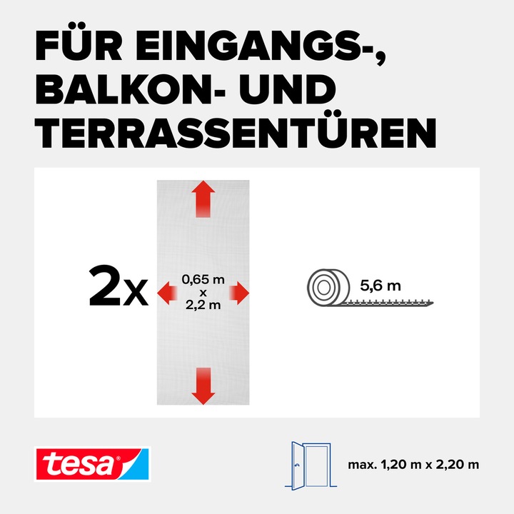 Image du produit tesa Moustiquaire STANDARD pour fenêtre, avec bande Velcro, sans perçage (120 x 220 cm)