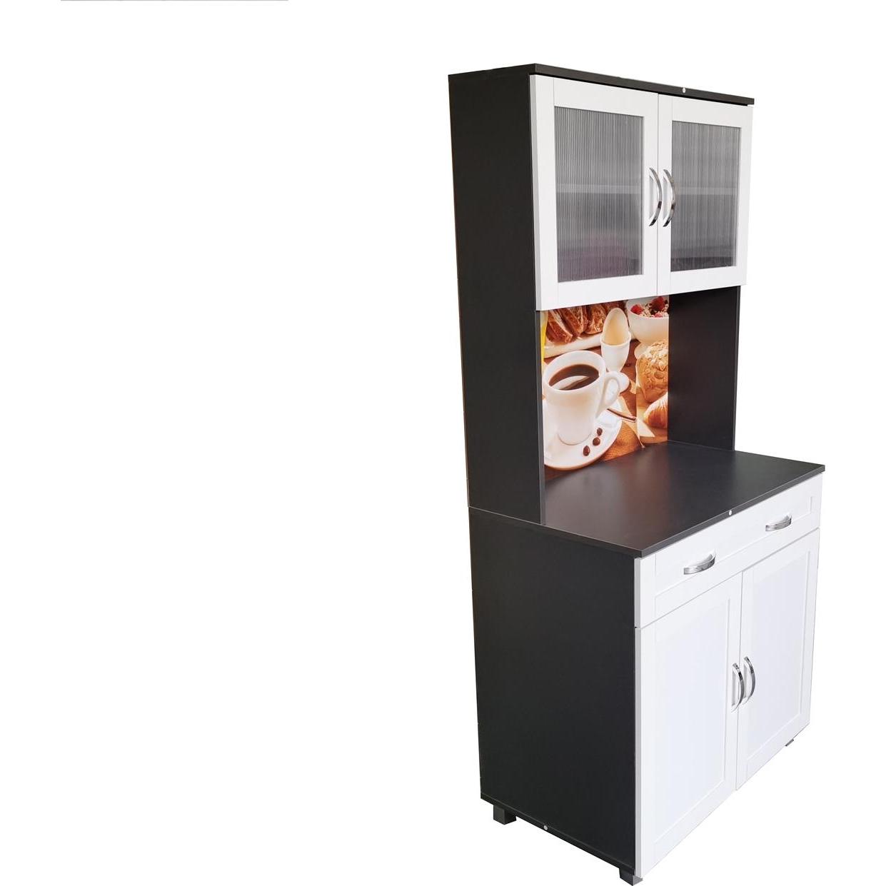 HTI-Living, Regal, Küchenbuffet mit Glasteil Grau/Weiss Blanca Bistro