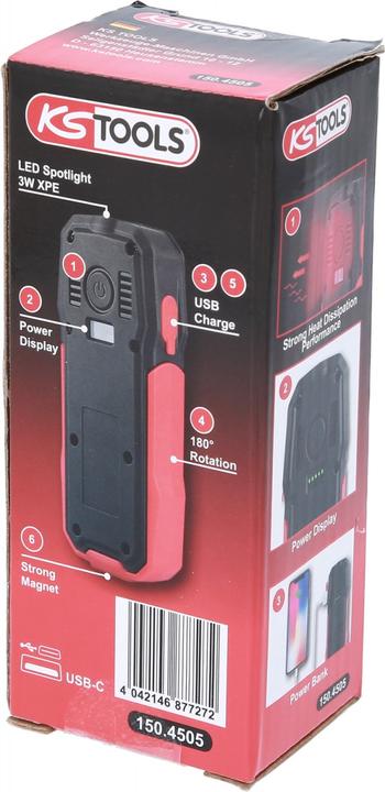 Image du produit KS Tools Lampe portative d'atelier mobile 300 lumens (130 lm)