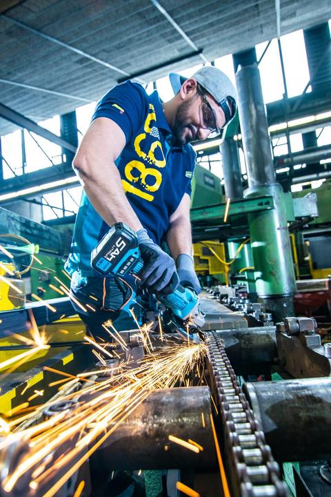 Actual product image HAZET Cordless right-angle grinder set ∙ 3 pieces 9233-7 ∙ Number of tools: 3 (125 mm)