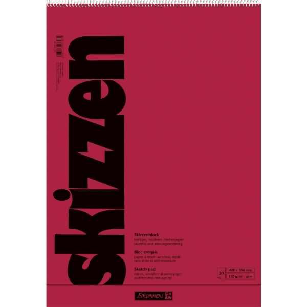Produktbild Brunnen Skizzenblock A2 110g/qm 30 Blatt Spirale (A2, Speziallineatur)