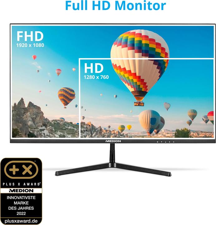 Produktbild Medion AKOYA® P52218 (MD 20150) WIDESCREEN MONITOR 54,6 cm (22"), Full HD Display, HDMI und rahmenloses De (1920 x 1080 Pixel, 22")
