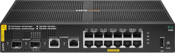 Image du produit HPE Aruba 6100 12G Class4 PoE 2G/2SFP+ 139W Switch (12 Ports)