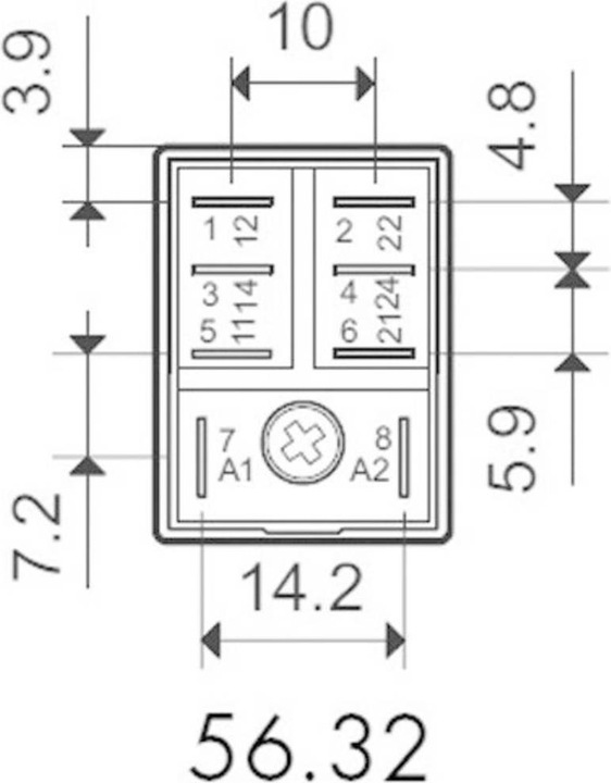 Actual product image Finder DPDT 12A mini plug-in relay, 24Vdc coil