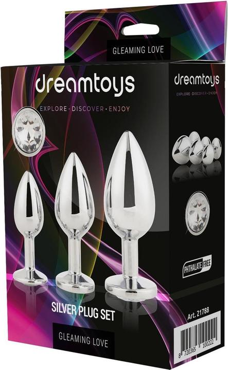 Actual product image Dream Toys SET Gleaming Love Plug zestaw korków analnych Silver 3szt.