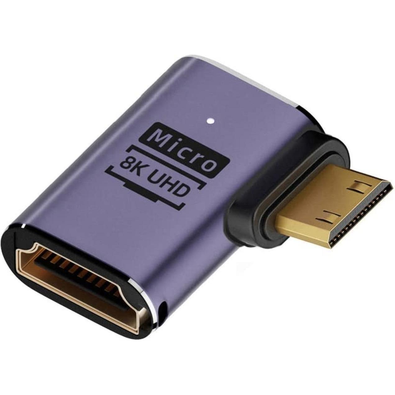 PowerGuard Mini HDMI auf HDMI 2.1 90-Grad Winkel Left Adapter (HDMI), Video Kabel