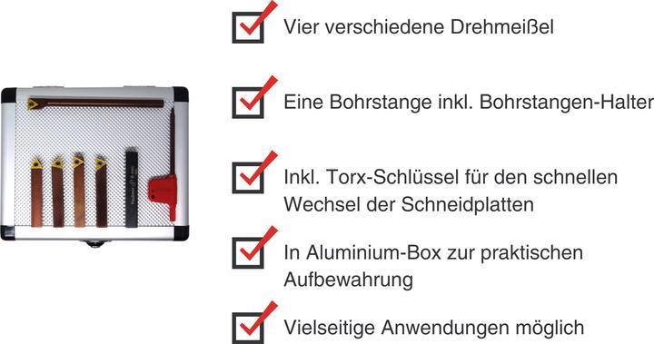 Produktbild Paulimot Drehmeissel-Set mit Wendeplatten, 8 mm, inkl. Bohrstange Ø 6 mm