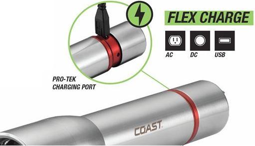 Actual product image Coast A25R rechargeable stainless steel torch (1000 lumens) - gift boxed (15.90 cm, 725 lm)