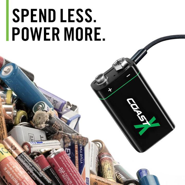 Image du produit Coast Batterie rechargeable 9V USB-C 560mAh (2 pièces) (2 pcs, 9V Block, 560 mAh)