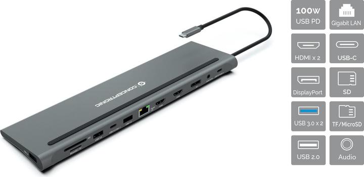 Produktbild Conceptronic 12-in-1 Dockingstation (USB-C, 12 Ports)