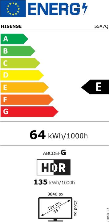 Energie-Label Hisense TV 55A7Q (55", LED, 4K, 2025)