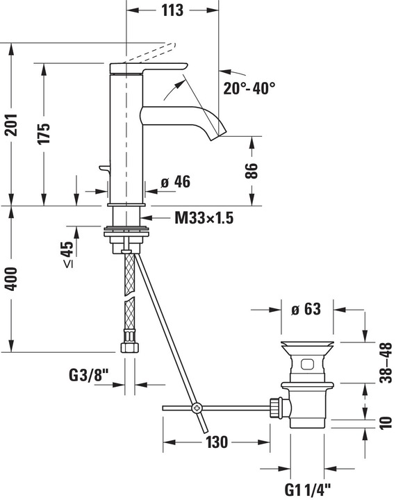Nutritional values and ingredients Duravit Single lever basin mixer C.1 M with pop-up waste black matt