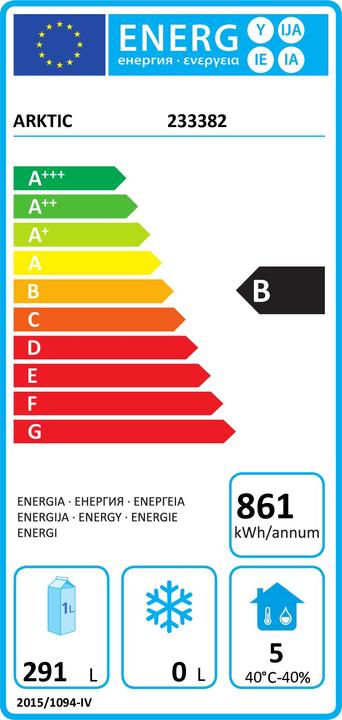 Energy Label Hendi Three-door cooling table Kitchen Line 390L (390 l)
