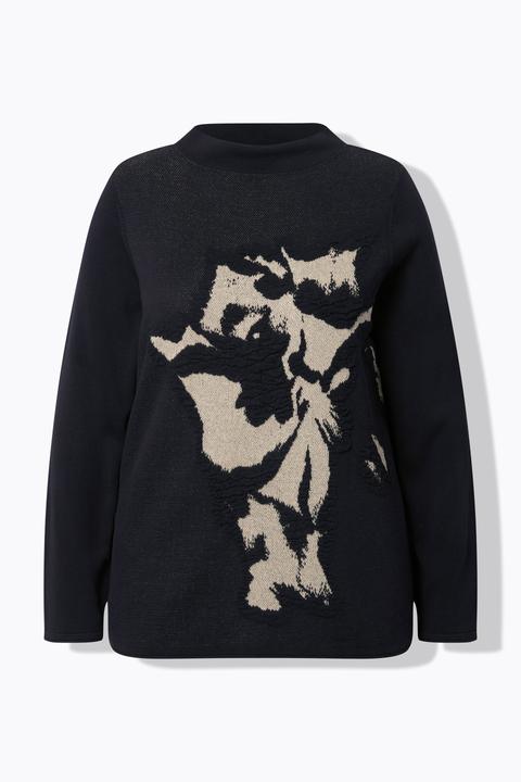 Produktbild Ulla Popken Pullover, Blüten, Glitter, Stehkragen, Langarm (54)