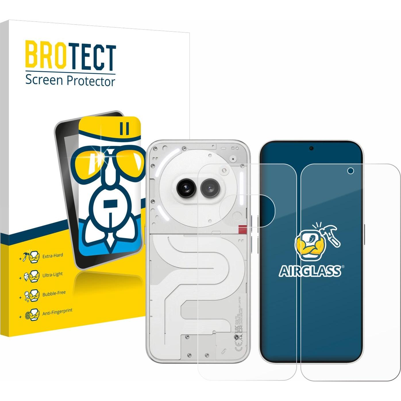 BROTECT AirGlass Panzerglasfolie (1 Stück, Nothing Phone (2a)), Smartphone Schutzfolie, Transparent