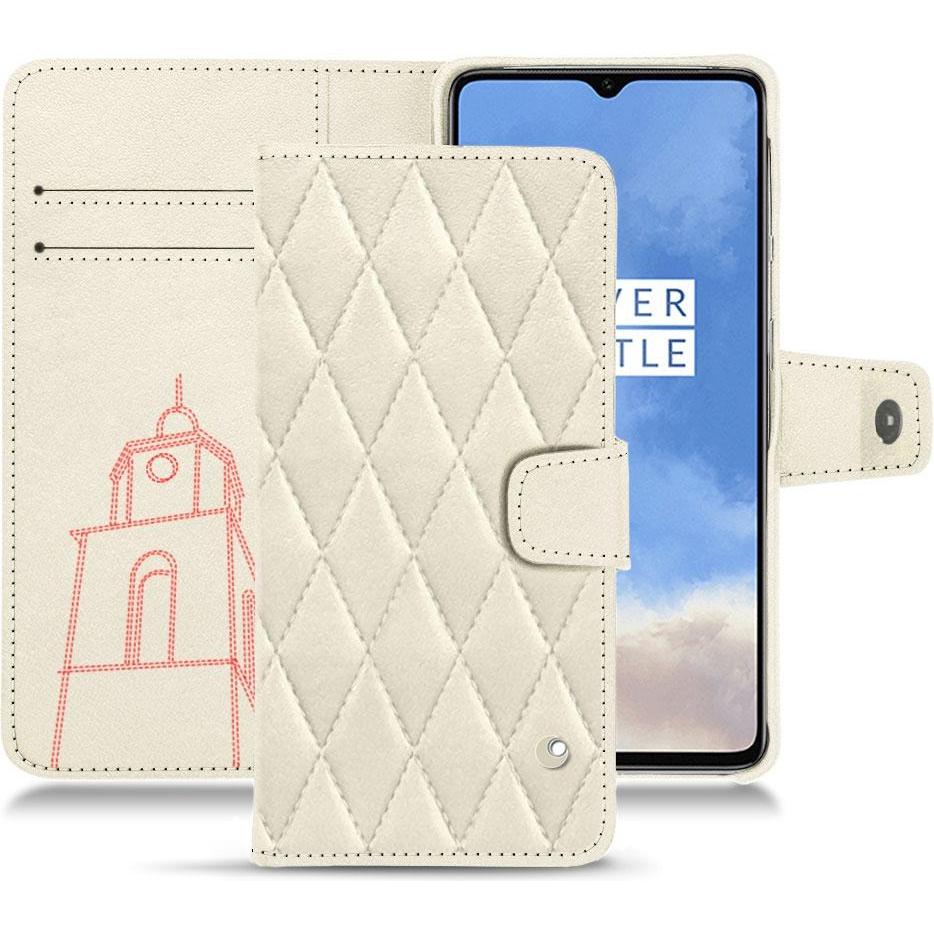 Noreve Lederschutzhülle Wallet (OnePlus 7T), Smartphone Hülle, Weiss