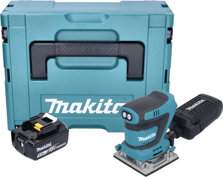 Produktbild Makita DBO 484 T1J Akku Schwingschleifer 18 V 112 x 102 mm + 1x Akku 5,0 Ah + Makpac - ohne (Schwingschleifer, 210 W)