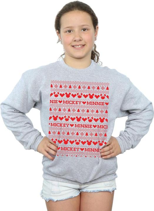 Actual product image Disney Girls Mickey And Minnie Christmas Fair Isle Sweatshirt (152, 158)