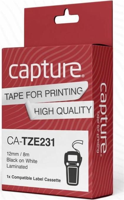 Productafbeelding Capture Tape Zwart op Wit 12mm (1.20 cm, Zwart)