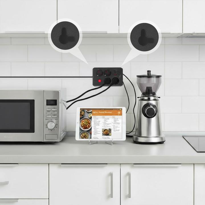 Actual product image Maclean Multiprise 4 prises MCE392 + USB + Interrupteur 1,50m (Noir) (4x, USB-A, 1.50 m)