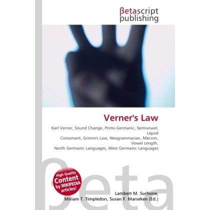 Verner's Law, Fachbücher von Susan F. Marseken, Miriam T. Timpledon, Lambert M. Surhone