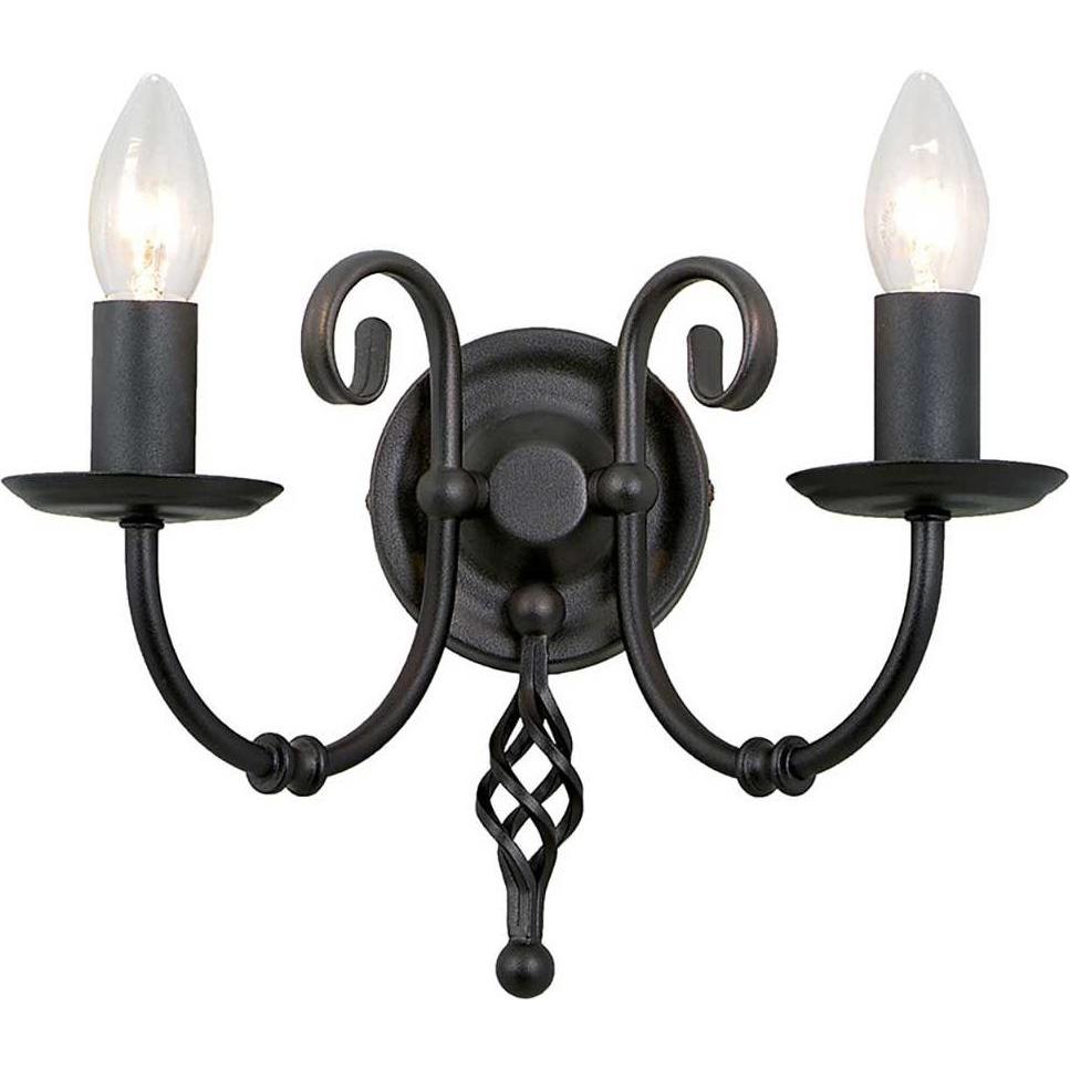 Elstead Lighting Schwarz Gartenbeleuchtung, Artisan Wandleuchte E14 2-Fach (E14, Ip20)
