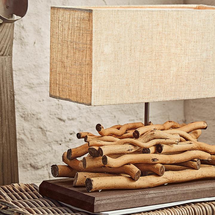 Image du produit Loberon Lampe de table Caribou lin/marron (E27)