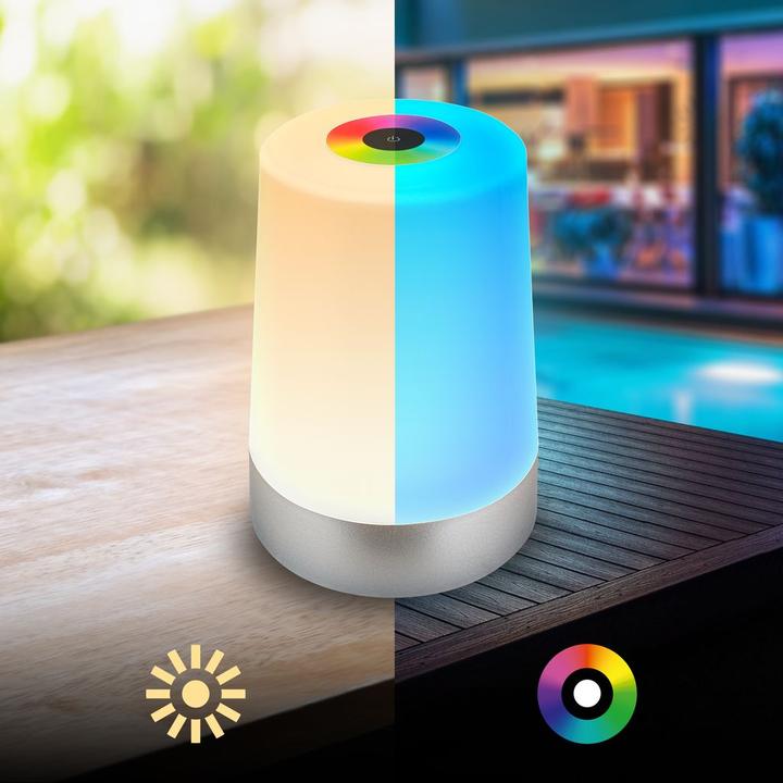 Image du produit Briloner Akku RGB+W LED Tischleuchte, Chrome-matt (280 lm)