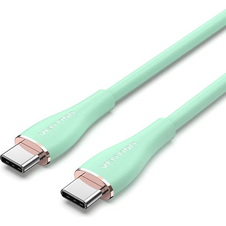 Thumbnail - Vention USB-C 2.0 to USB-C 5A Cable TAWGG 1.5m Light Green Silicone (1.50 m, USB 2.0), USB Kabel