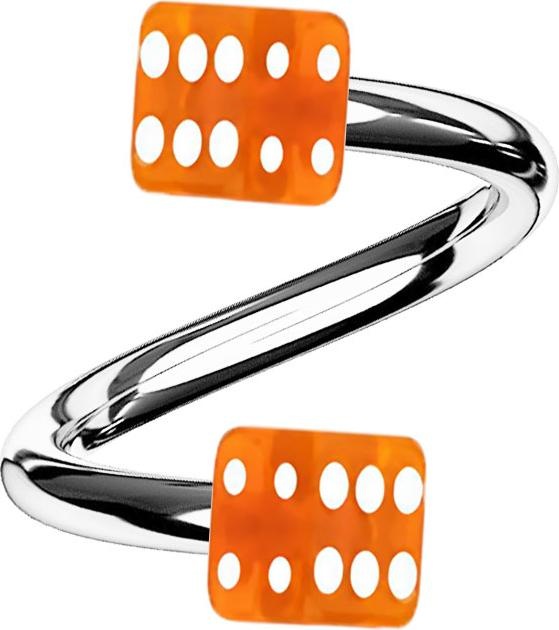 Immagine prodotto Star Piercing Micro Spirale silber mit zwei Würfel orange transparent (Acrilico, senza ottone, Acciaio chirurgico 316L)