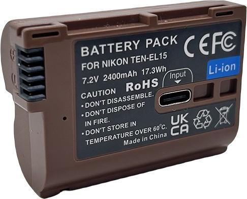 Produktbild Acconic Akku mit USB-C Input f. Nikon 1 V1 EN-EL 15 EN-EL15B EN-EL15C ENEL 15 D7000 D800 D600 Z6 Z7 (Kamera Akku)