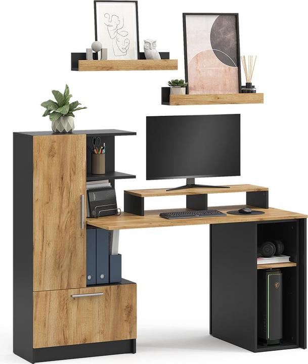 Produktbild Vicco Schreibtisch Tomy, Anthrazit/Goldkraft Eiche, 150 x 59 cm 5er Set