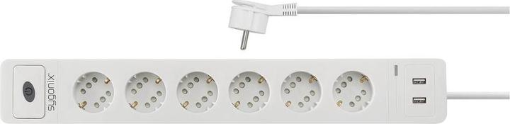 Actual product image Sygonix SY-5145334 Multiple socket outlet 12-way white, grey earthing contact 1 pc. (12 x, CEE 7/3, 1.40 m)