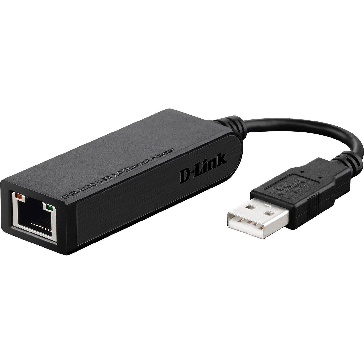 D-Link DUB-E100 - netvaerksadapter - US (USB, RJ45 (1x)), Netzwerkadapter, Schwarz