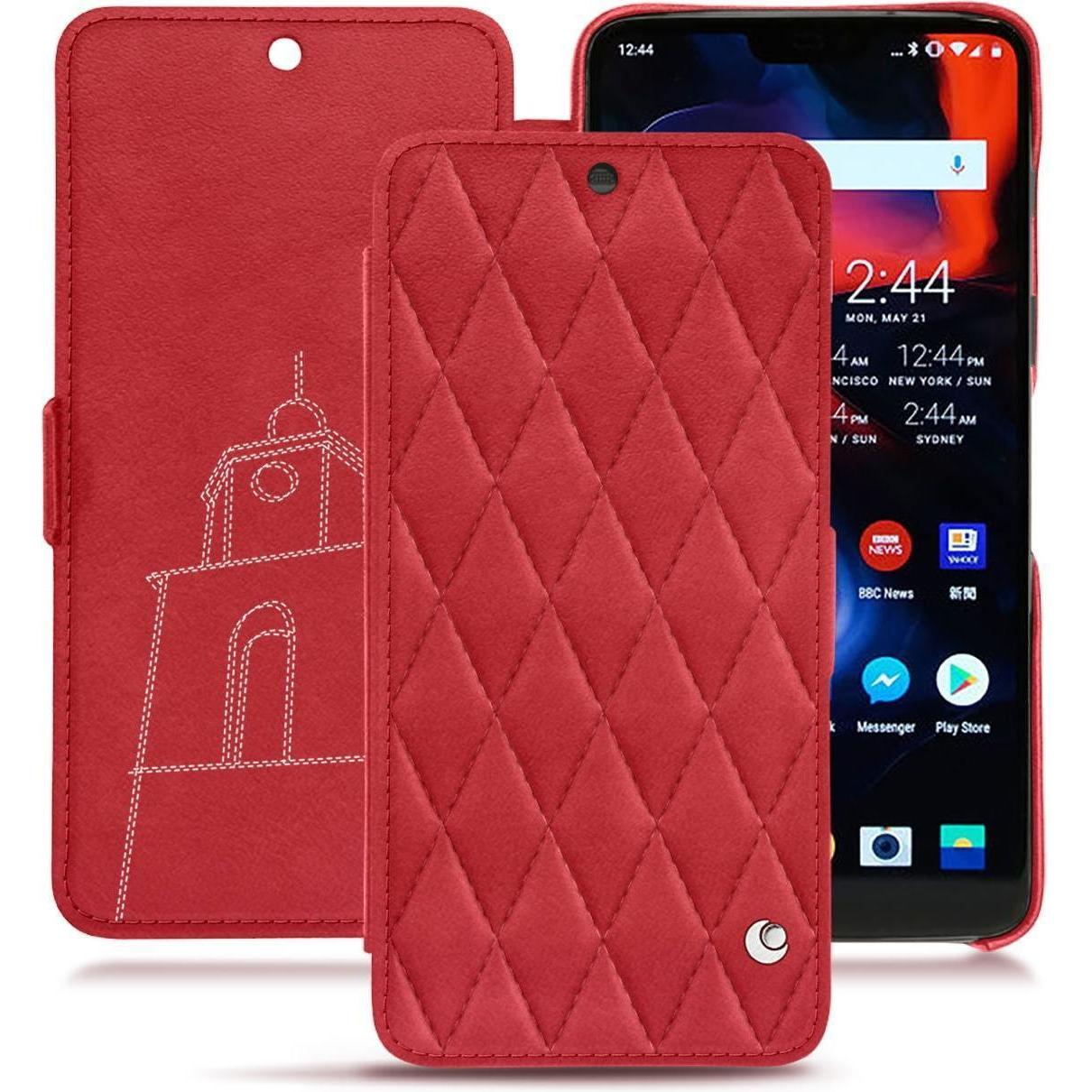 Noreve Lederschutzhülle horizontal (OnePlus 6), Smartphone Hülle, Rot