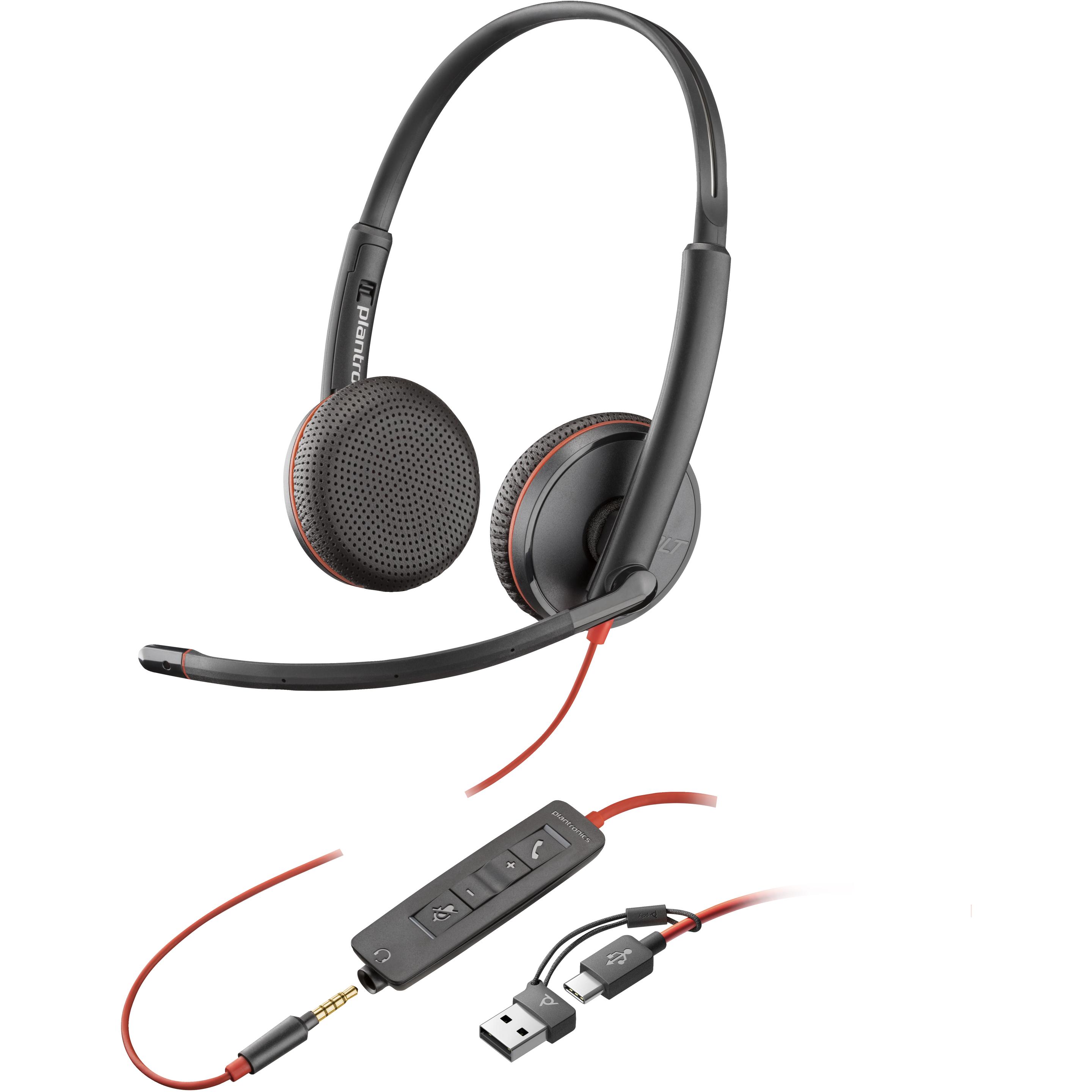 Poly Blackwire 3225 (Kabelgebunden, USB-C), Office Headset, Schwarz