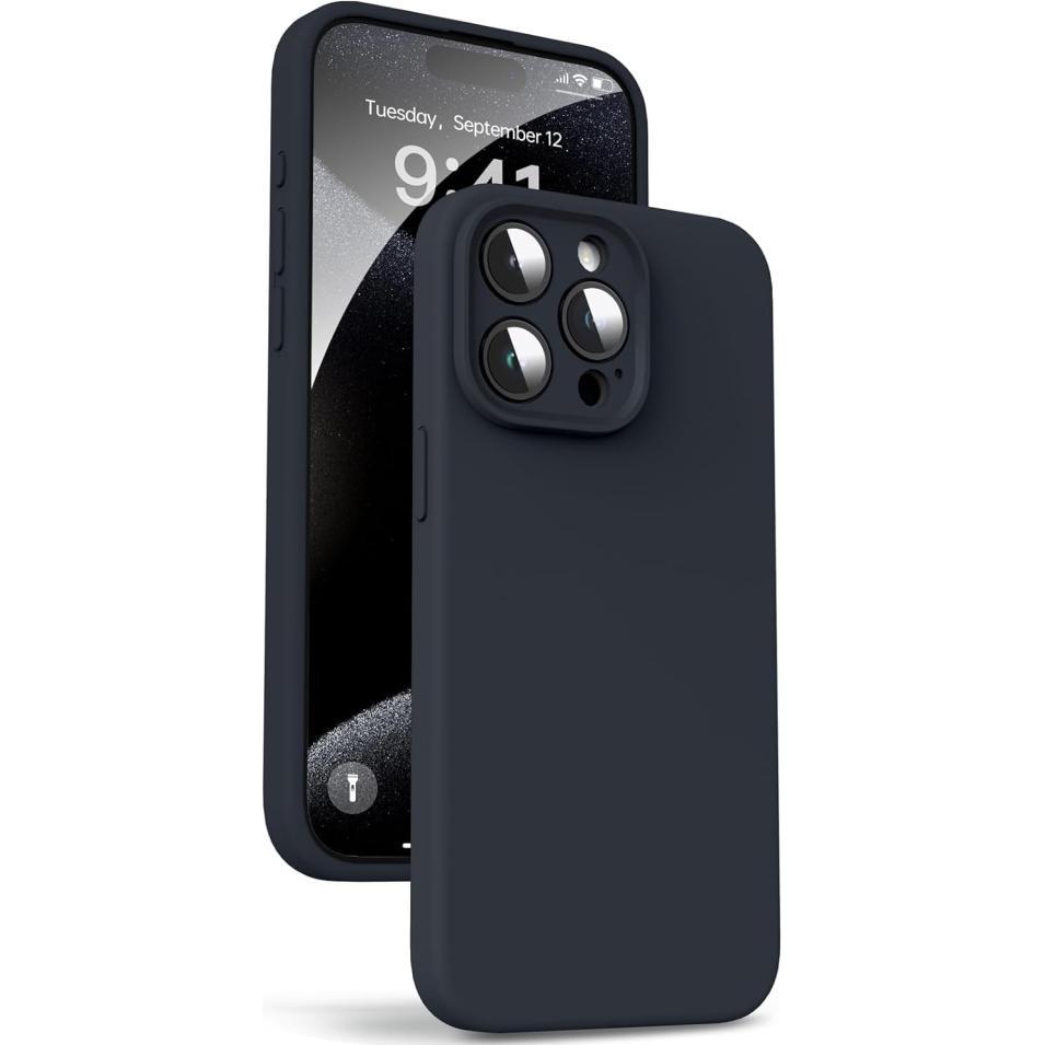 Screenguard Apple iPhone 15 Pro Liquid Silicone Camera Protector Case (Apple iPhone 15 Pro), Smartphone Hülle, Schwarz