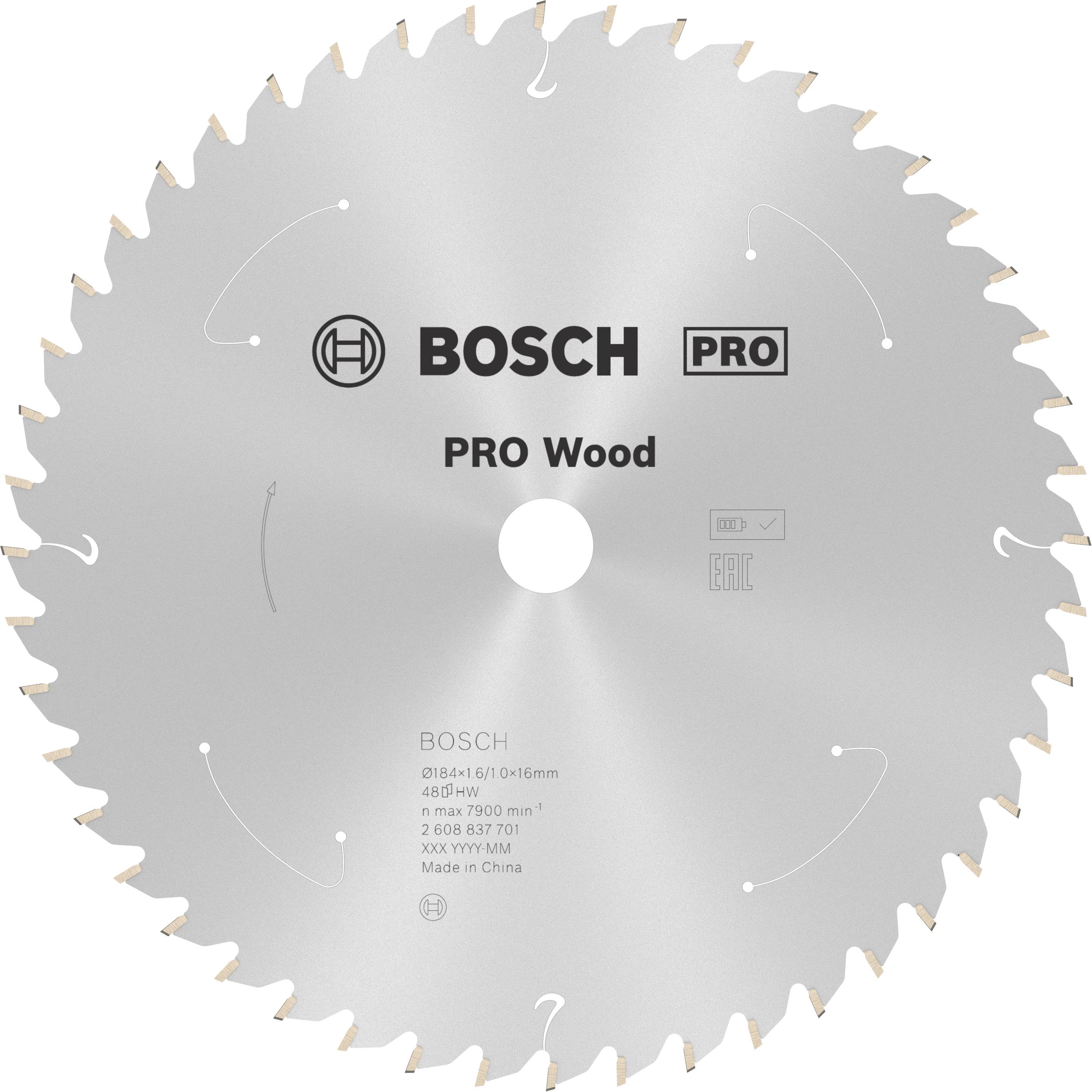 Bosch Professional Zubehör, Sägeblatt, PRO Wood cordless Kreissägeblatt, 184 x 1,6 x 16 mm