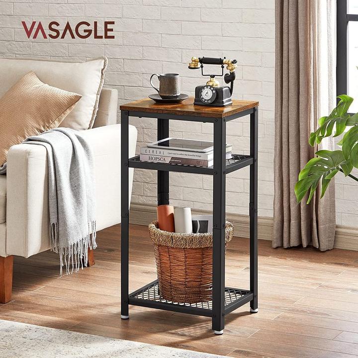 Actual product image Vasagle Beistelltisch rechteckig Spanplatte vintagebraun, schwarz 45,0 x 35,0 x 75,0 cm, 1 St. (45 x 35 x 75 cm)