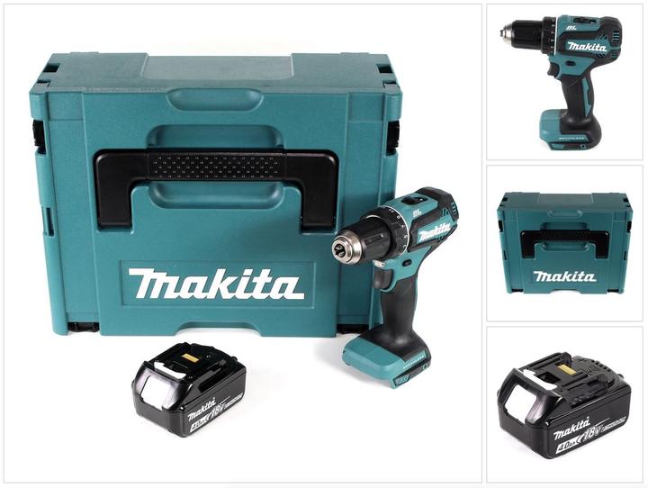 Actual product image Makita DDF 485 M1J cordless drill driver 18V 50Nm Solo in Makpac + 1x 4,0 Ah battery - without charger (Rechargeable battery operated)