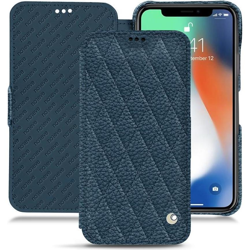 Noreve Lederschutzhülle horizontal (Apple iPhone XS Max), Smartphone Hülle, Blau