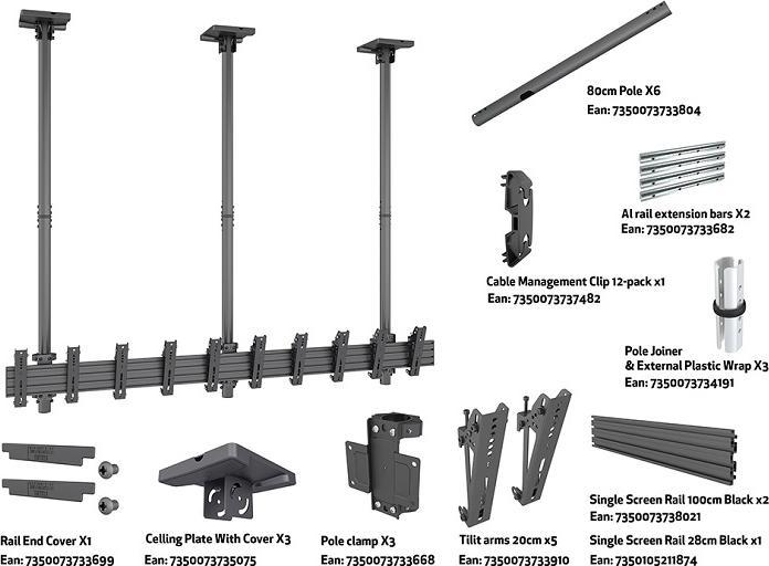 Actual product image Multibrackets Ceiling mount 5x, 27"-32", black, VESA 100x