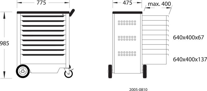 Produktbild Gedore 2005 0810 Werkzeugwagen mit 9 Schubladen (1x)